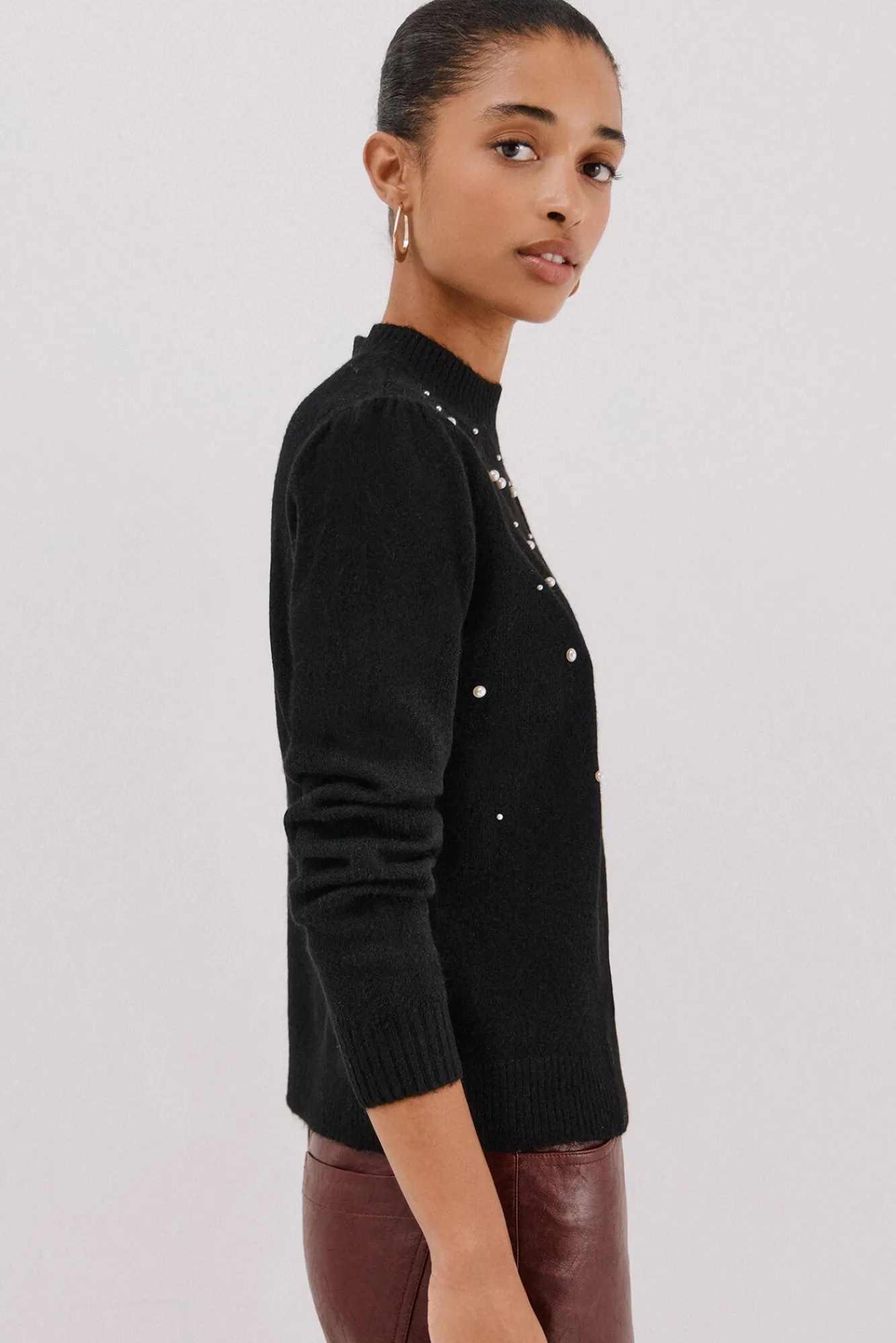 Cortefiel Camisolas-Jersey punto perlas Preto