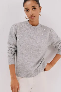 Cortefiel Camisolas-Jersey punto perlas Cinzento