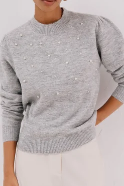 Cortefiel Camisolas-Jersey punto perlas Cinzento