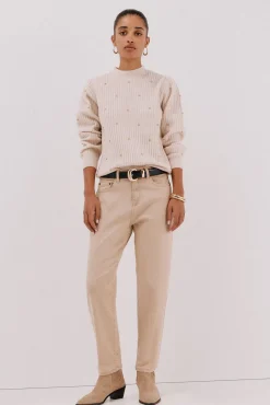 Cortefiel Camisolas-Jersey tachas doradas Tostado