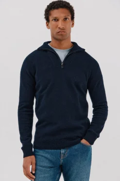 Cortefiel Camisolas-Lã de cordeiro com gola aberta Azul