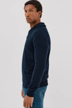 Cortefiel Camisolas-Lã de cordeiro com gola aberta Azul