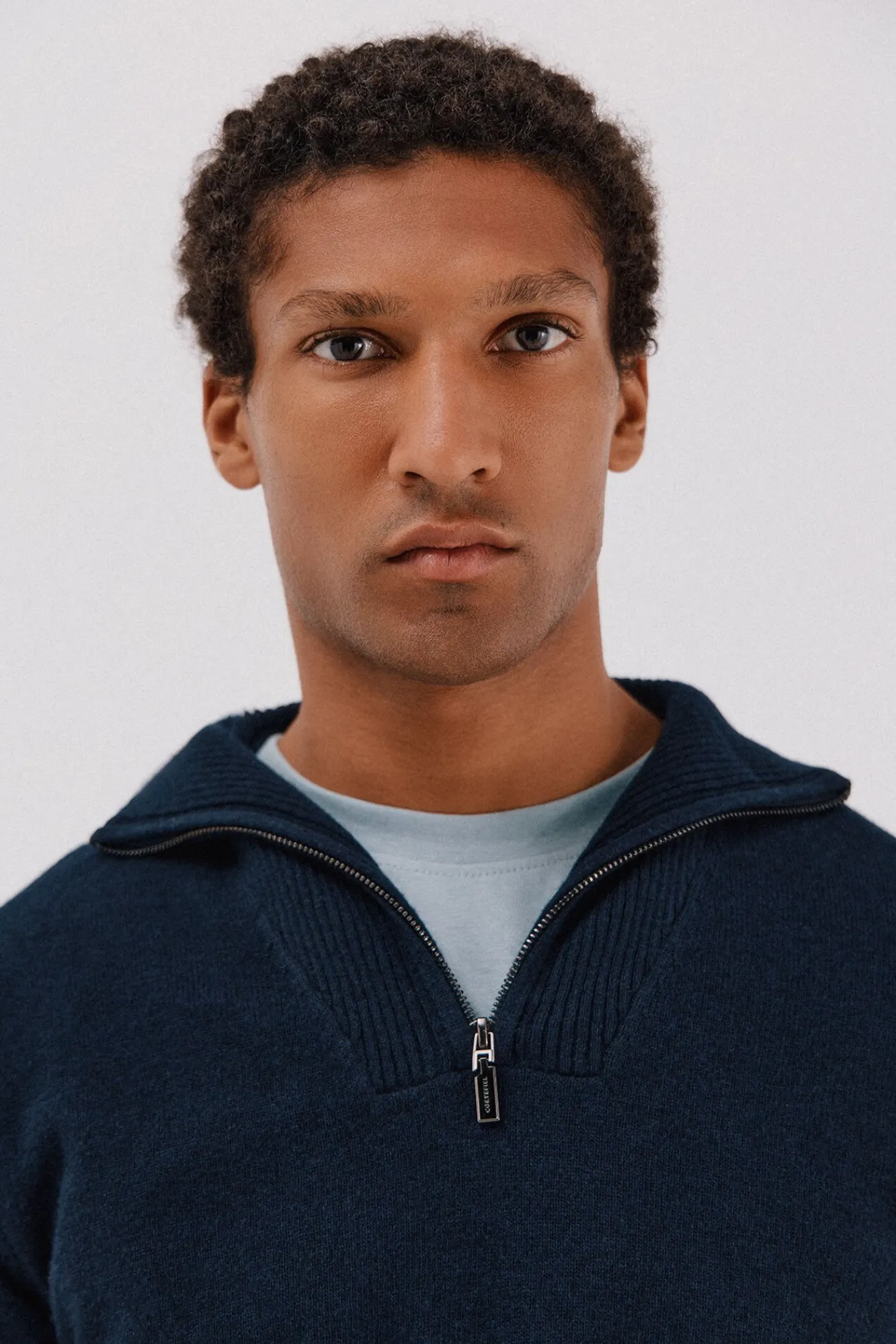 Cortefiel Camisolas-Lã de cordeiro com gola aberta Azul