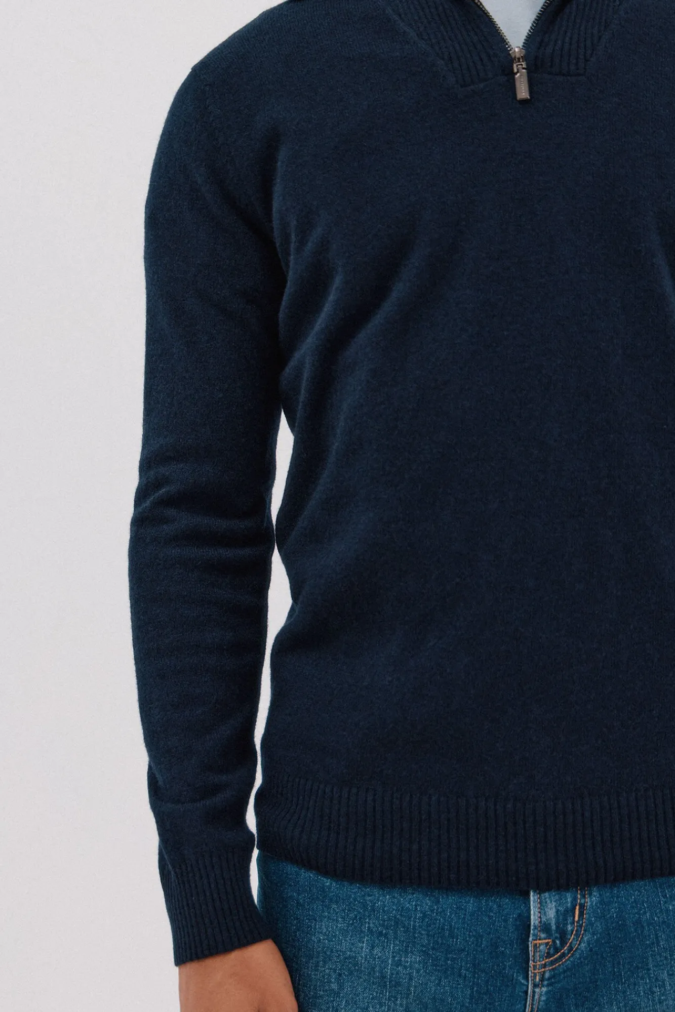 Cortefiel Camisolas-Lã de cordeiro com gola aberta Azul