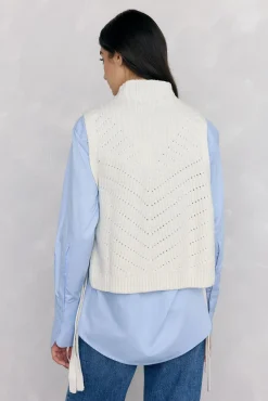 Pedro del Hierro Camisolas-laçada de Colete com malha Ecru