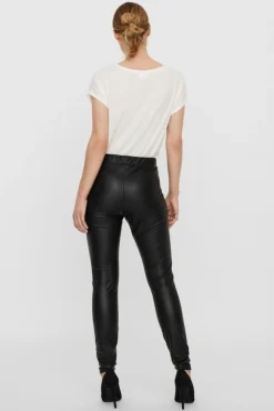 Vero Moda Calças-Leggings de polipele Preto