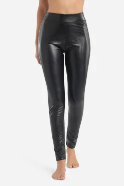 DIM Calças-Leggings longas com efeito de couro para mulher preto