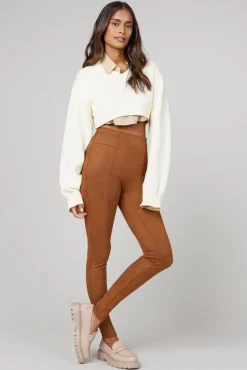 Spanx Calças-Leggings moldadoras efeito camurça vison