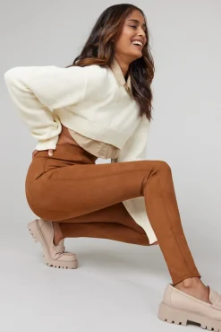 Spanx Calças-Leggings moldadoras efeito camurça vison