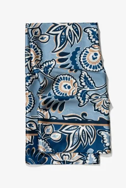 Vilanova Cachecol-Lenço de cetim com estampado floral Azul