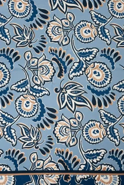 Vilanova Cachecol-Lenço de cetim com estampado floral Azul