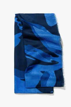 Vilanova Cachecol-Lenço Floral Semitransparente azul