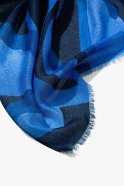 Vilanova Cachecol-Lenço Floral Semitransparente azul