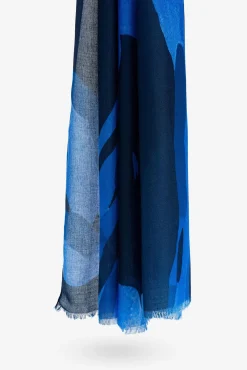 Vilanova Cachecol-Lenço Floral Semitransparente azul