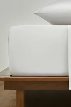 Bassols Conjuntos De Roupa De Cama-Lençol Bajera Satén 300 Hilos Cama 180 cm Branco