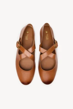 Hoss Intropia Sabrinas|Calçado De Couro-Lera. Bailarinas de pele cruzadas Castanho