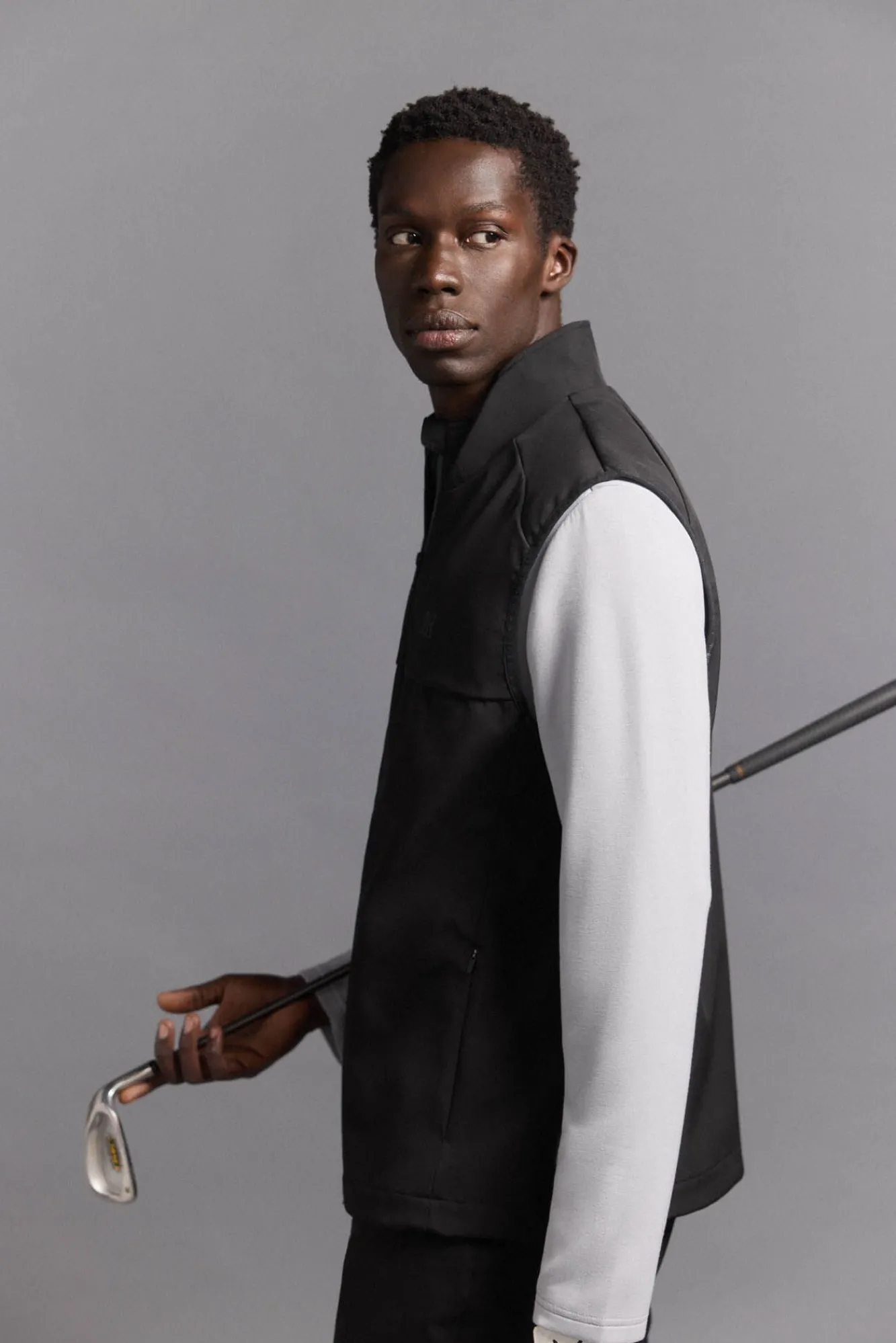 Pedro del Hierro Coletes|Casacos-liso de golfe Colete Preto