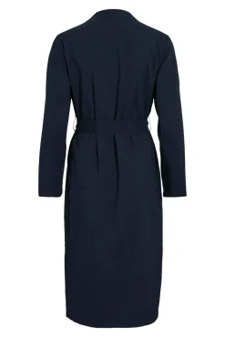 Vila Gabardines|Casacos-Long knotted trench coat Azul