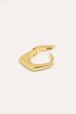 Singularu Joalharia E Bijuteria-Loose Hoop Earring Point Gold Plated estampado