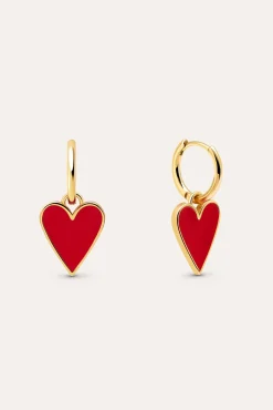 Singularu Joalharia E Bijuteria-Lovely Heart Gold Plated Earrings estampado