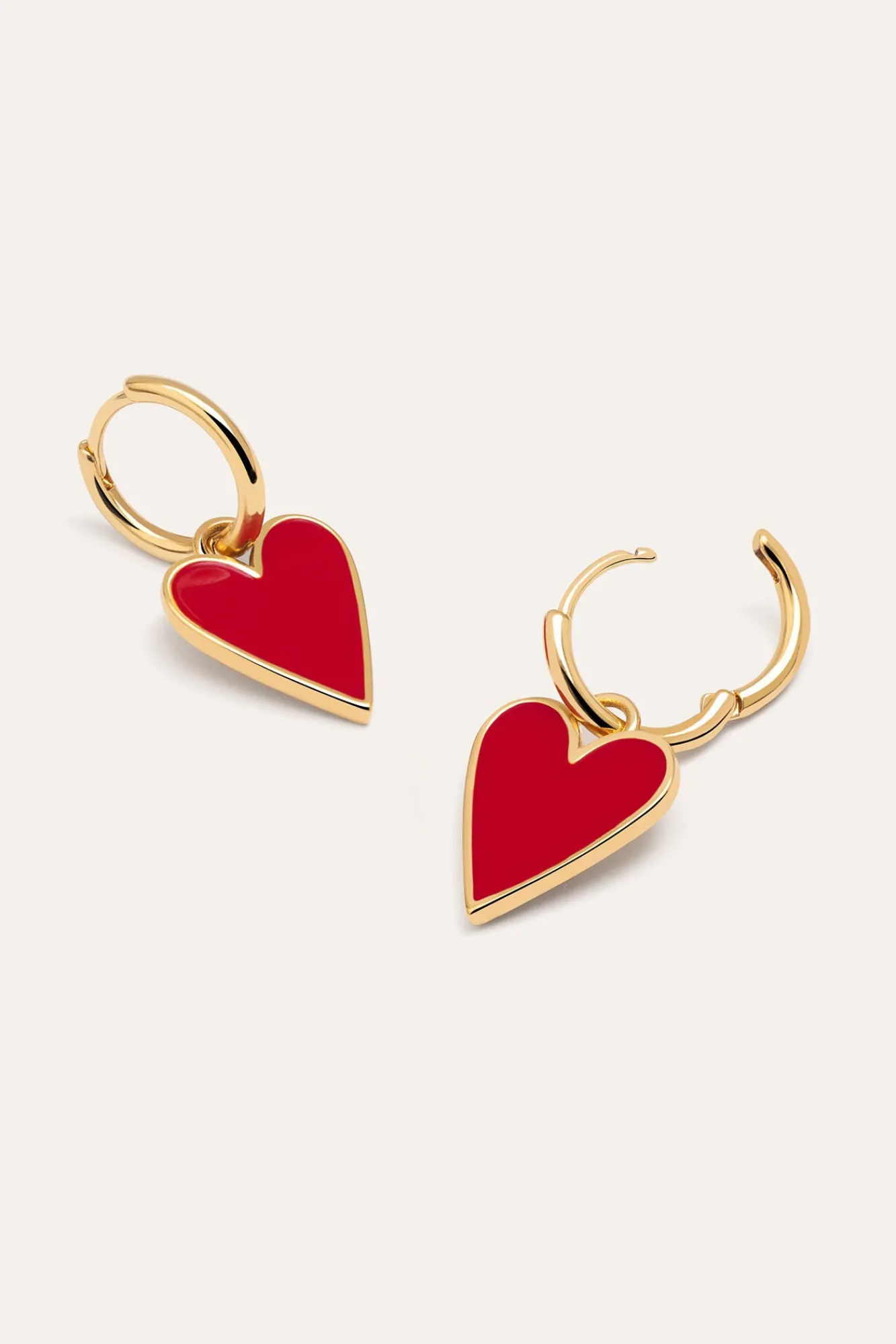 Singularu Joalharia E Bijuteria-Lovely Heart Gold Plated Earrings estampado