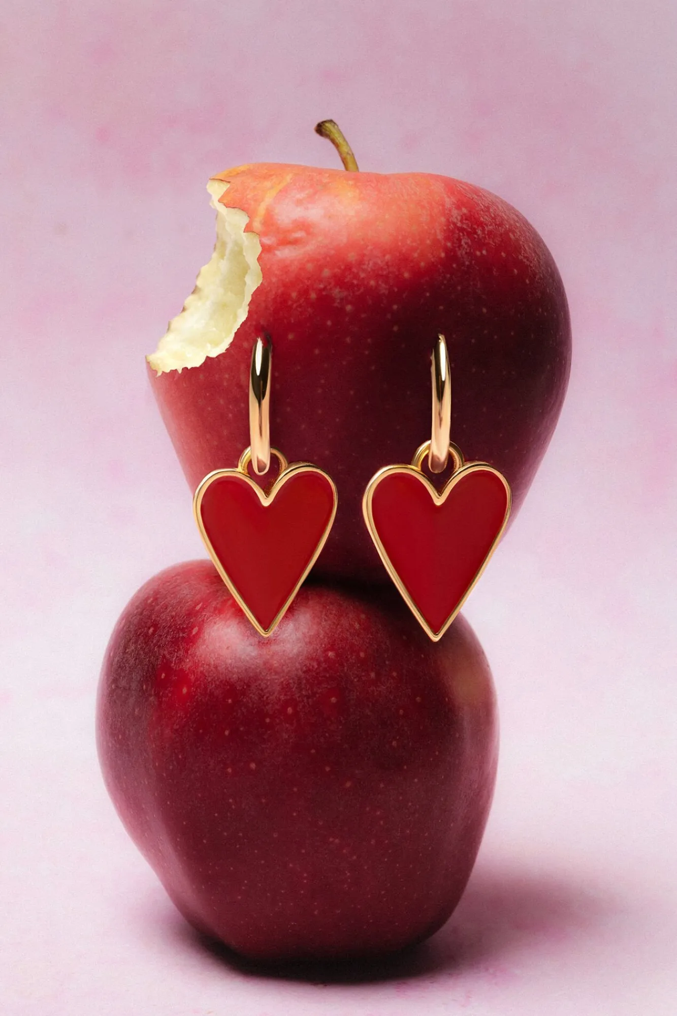 Singularu Joalharia E Bijuteria-Lovely Heart Gold Plated Earrings estampado