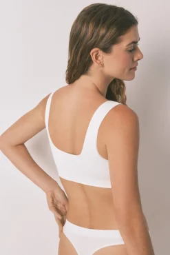 Women'secret Roupa Interior-LOVELY top branco canelado sem costura bege