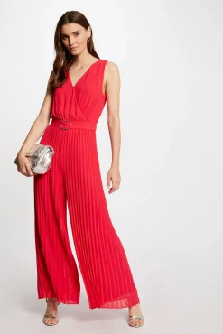 Morgan Macacões-Macacão comprido folgado com perna plissada Vermelho