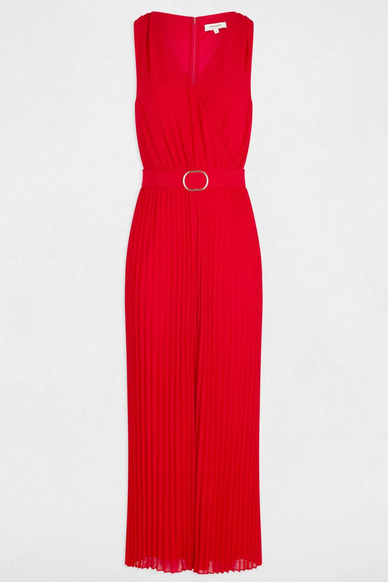 Morgan Macacões-Macacão comprido folgado com perna plissada Vermelho