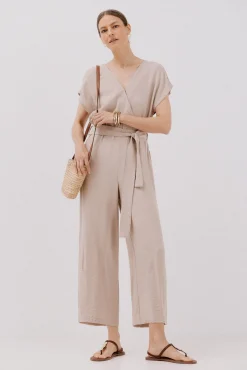 Cortefiel Vestidos|Macacões-Macacão cruzado estampado Castanho