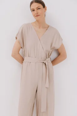 Cortefiel Vestidos|Macacões-Macacão cruzado estampado Castanho