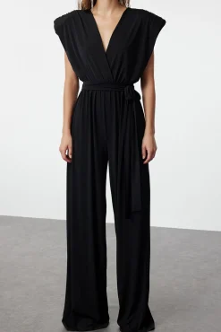 Trendyol Macacões|Vestidos-Macacão de malha preto