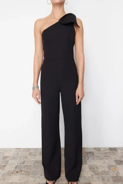 Trendyol Macacões|Vestidos-Macacão de uma manga preto