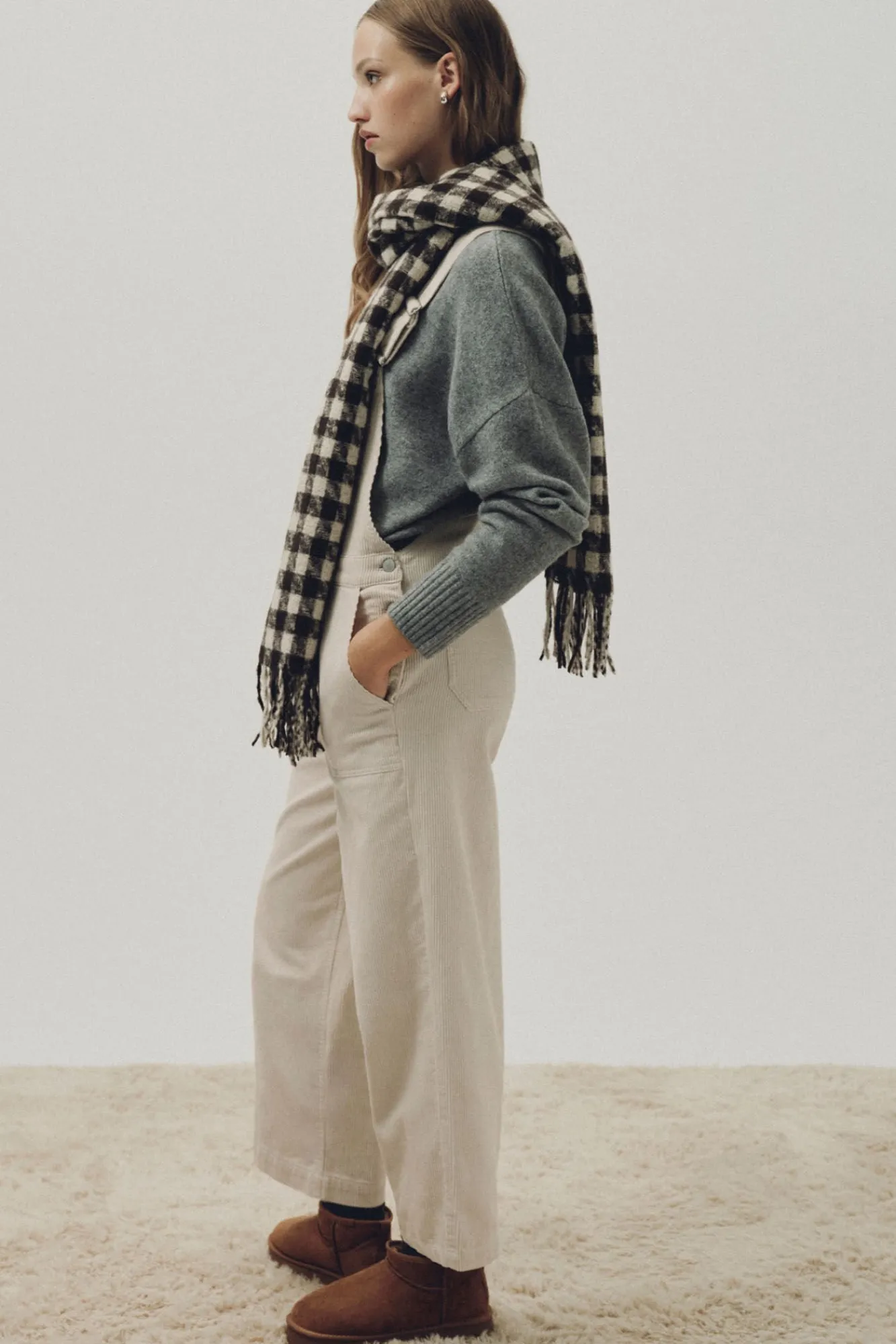 Springfield Calças-Macacão de veludo cotelê cru