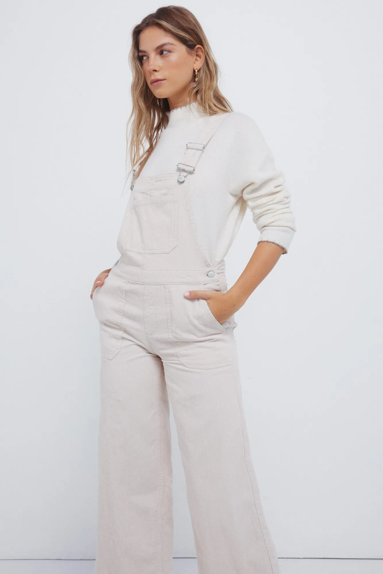 Springfield Calças-Macacão de veludo cotelê cru