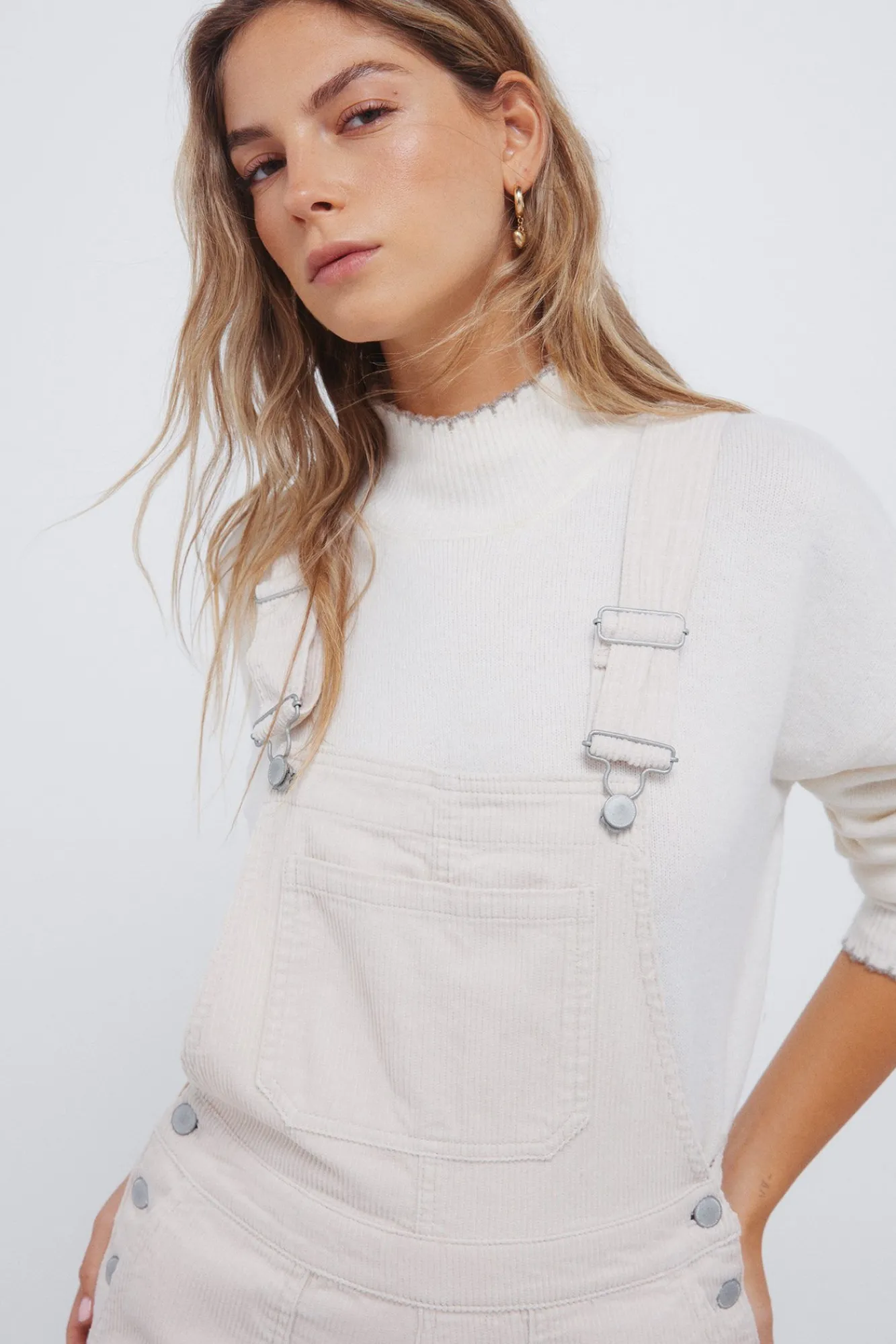 Springfield Calças-Macacão de veludo cotelê cru