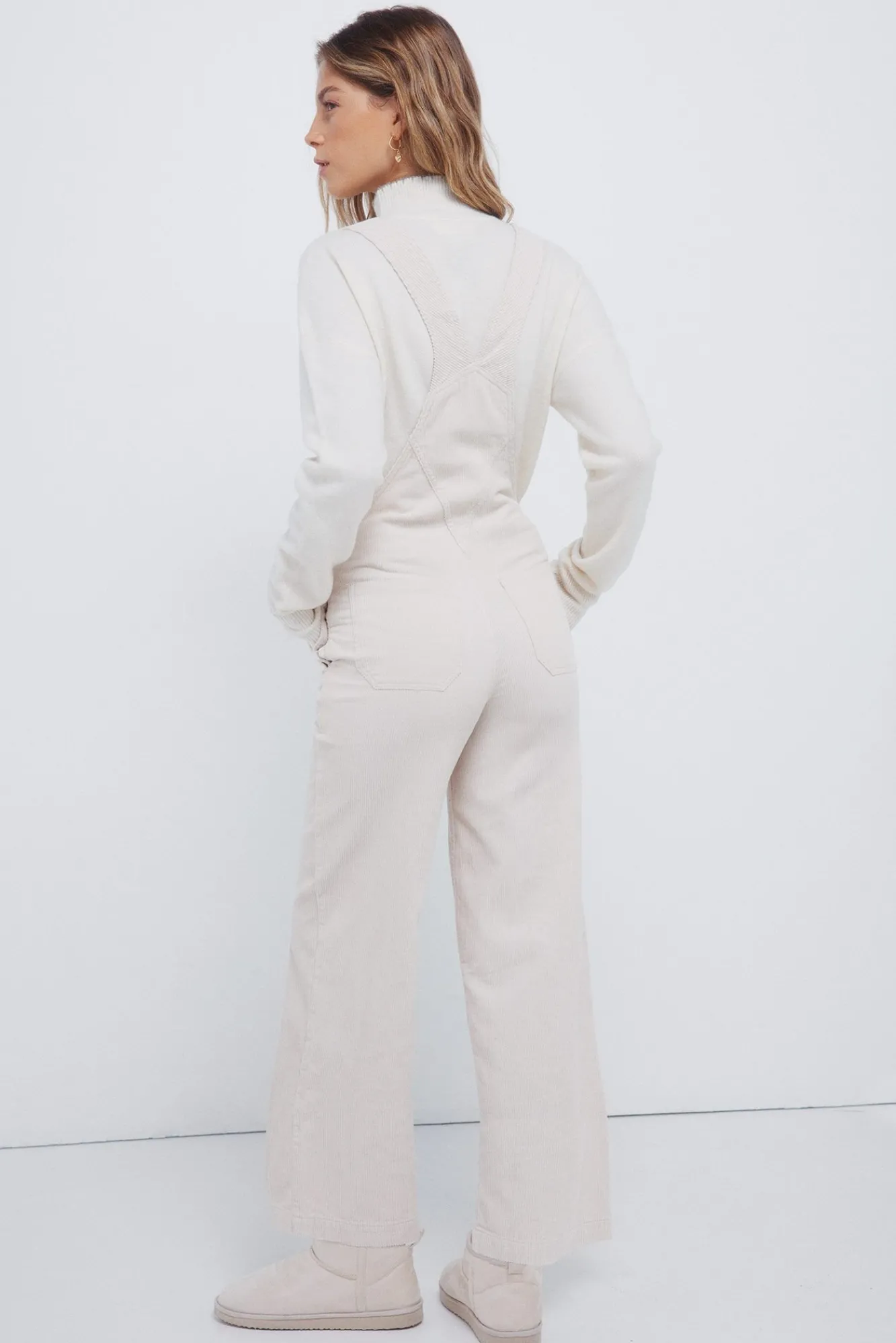 Springfield Calças-Macacão de veludo cotelê cru