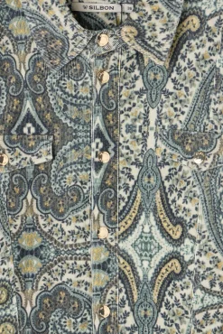 Silbon Vestidos-Macacão de veludo cotelê com estampado de caxemira Verde