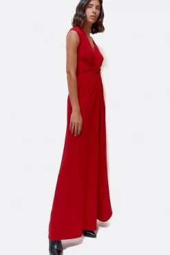 Cuplé Macacões-Macacão em malha com nó à frente Vermelho