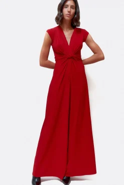 Cuplé Macacões-Macacão em malha com nó à frente Vermelho