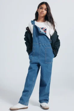 Springfield Kids Vestidos-Macacão jeans longo para meninas azul