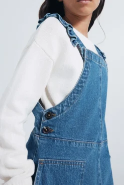 Springfield Kids Vestidos-Macacão jeans longo para meninas azul