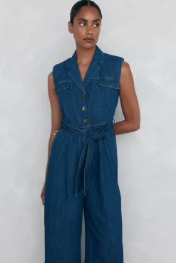 Pedro del Hierro Macacões-Macacão reto com detalhe de bolso Azul