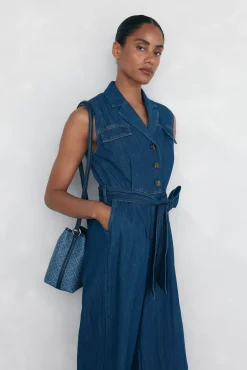 Pedro del Hierro Macacões-Macacão reto com detalhe de bolso Azul