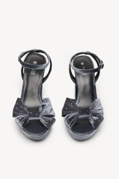 Hoss Intropia Saltos-Maia. Sandália de salto de veludo Cinzento