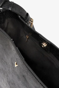 Vilanova Malas-Mala de ombro com efeito de cobra Preto