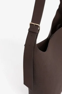 Vilanova Malas-Mala de ombro com efeito crocodilo Castanho