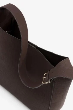 Vilanova Malas-Mala de ombro com efeito crocodilo Castanho