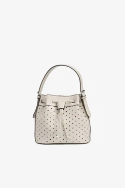 Vilanova Malas-Mala tipo balde com efeito couro perfurado Ecru