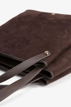 Vilanova Malas-Mala tote bag com efeito camurça Castanho